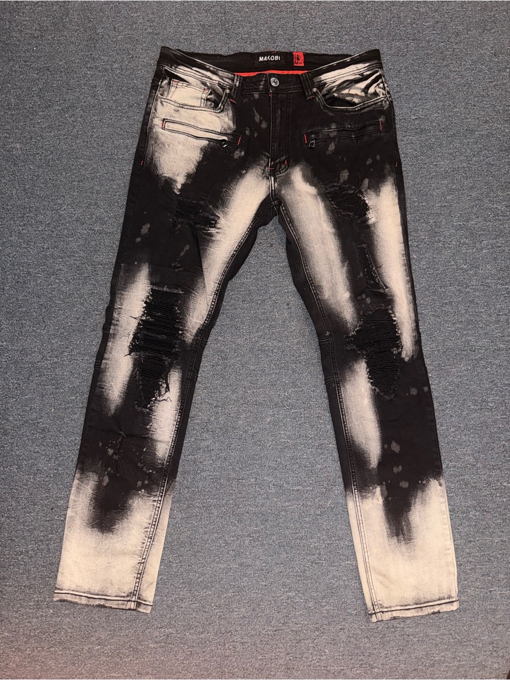 Black & White Bleached Distressed Men's Jeans
